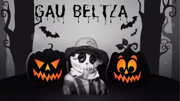 Calabazas talladas e iluminadas durante una celebración de Gau Beltza